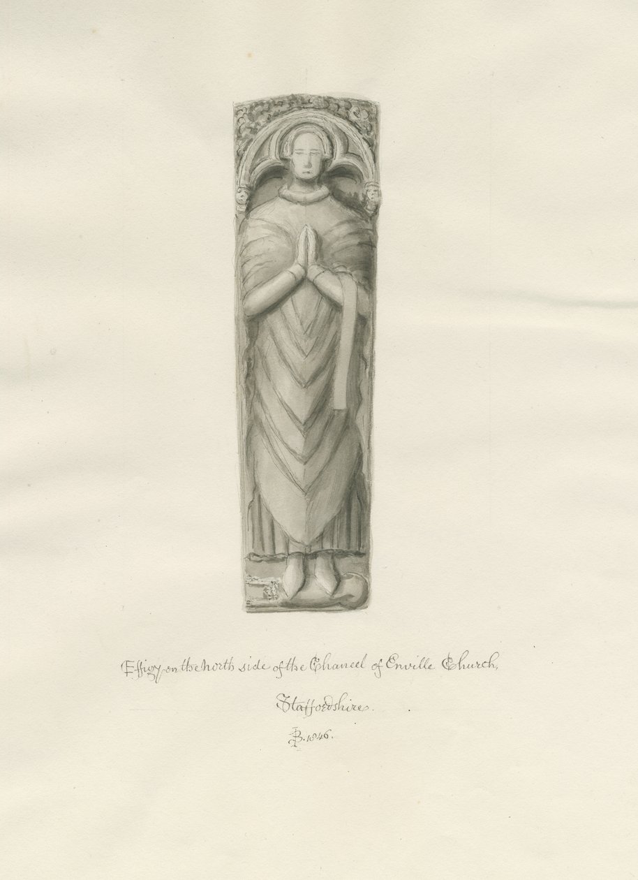 Enville Church - Effigy: sepia-tegning av John Buckler