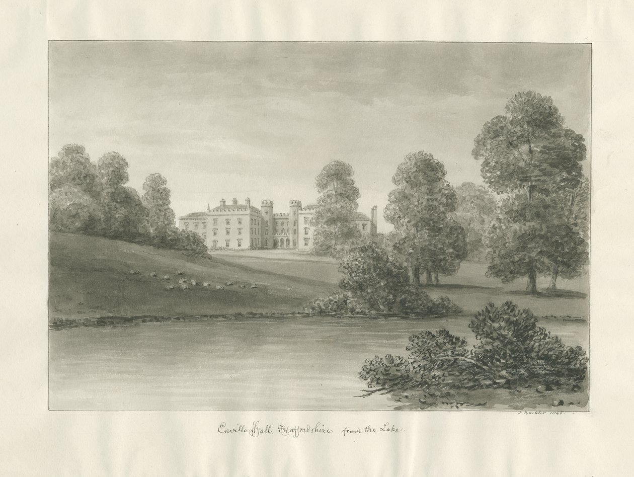 Enville Hall: sepia-tegning av John Buckler