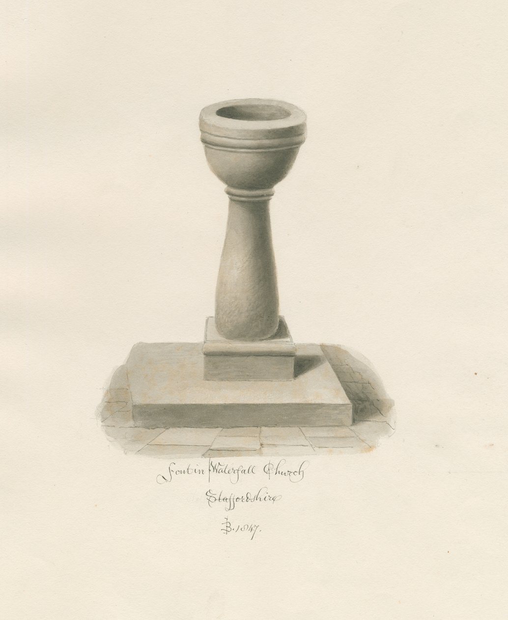 Font i Waterfall Church: sepia-tegning av John Buckler