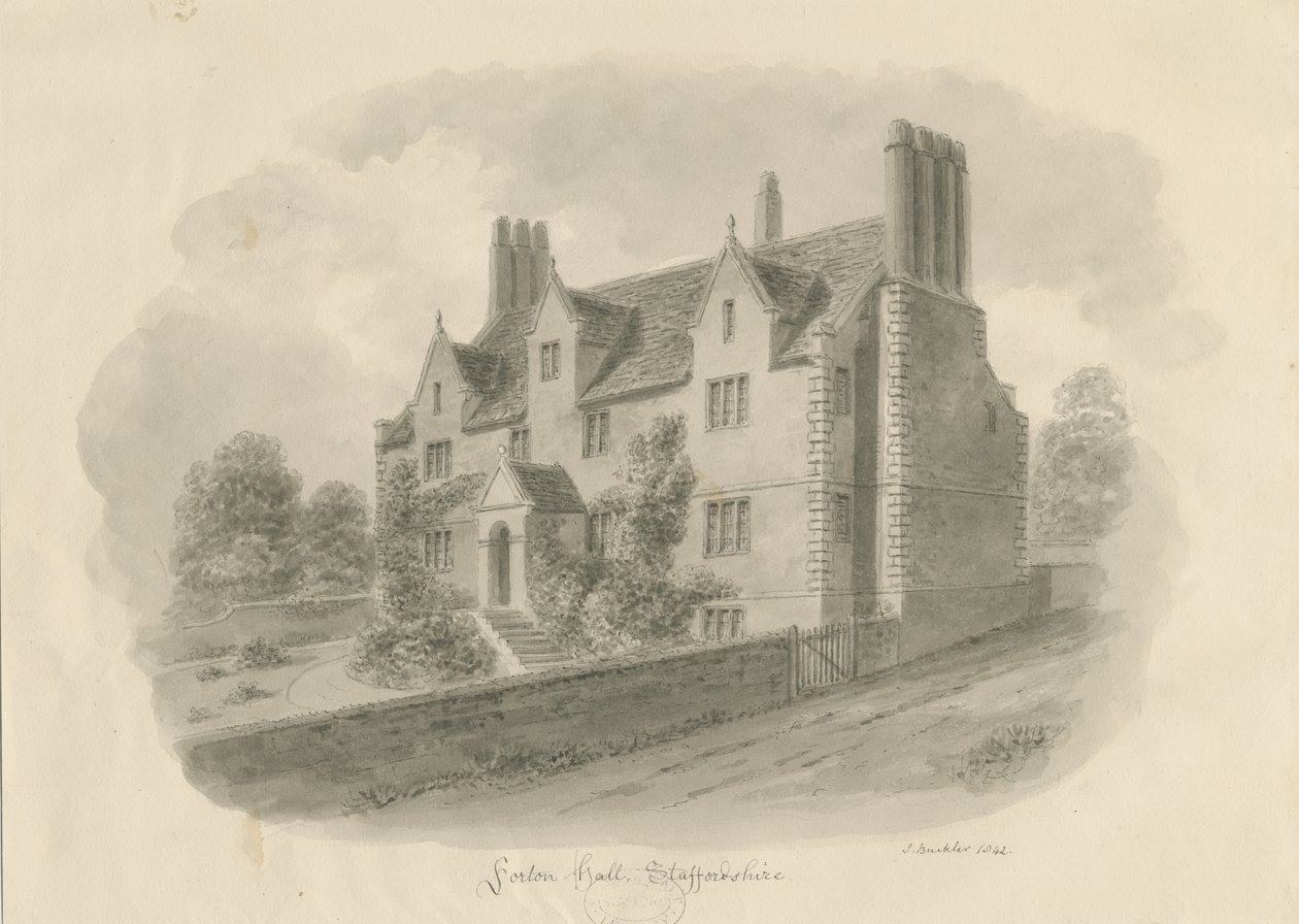 Forton Hall: vasketegning av John Buckler