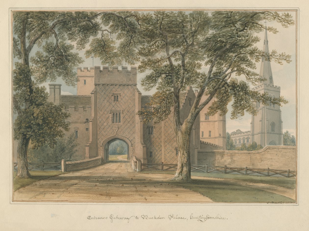Huntingdonshire - Buckden Palace, 1800 av John Buckler