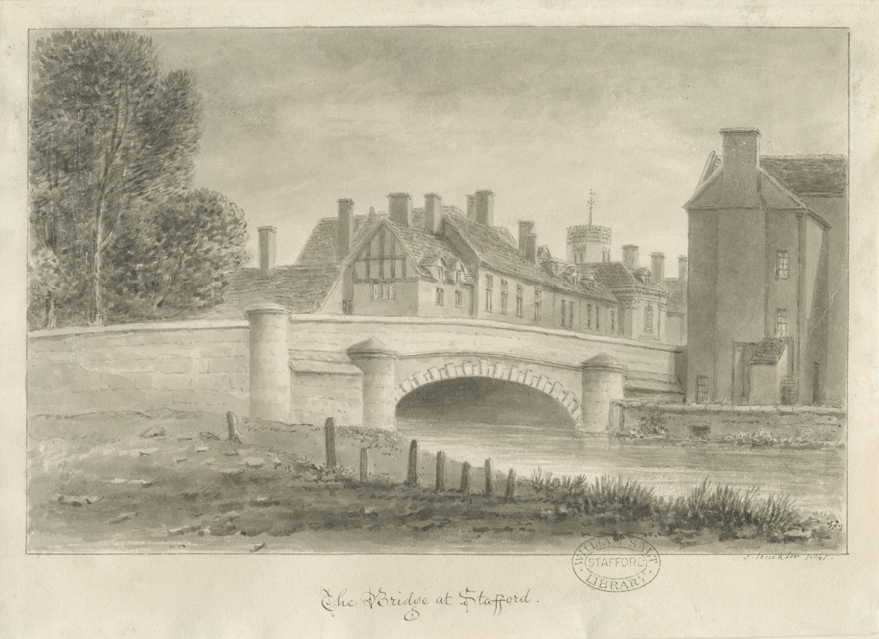 Stafford - Bridge: sepia-tegning av John Buckler