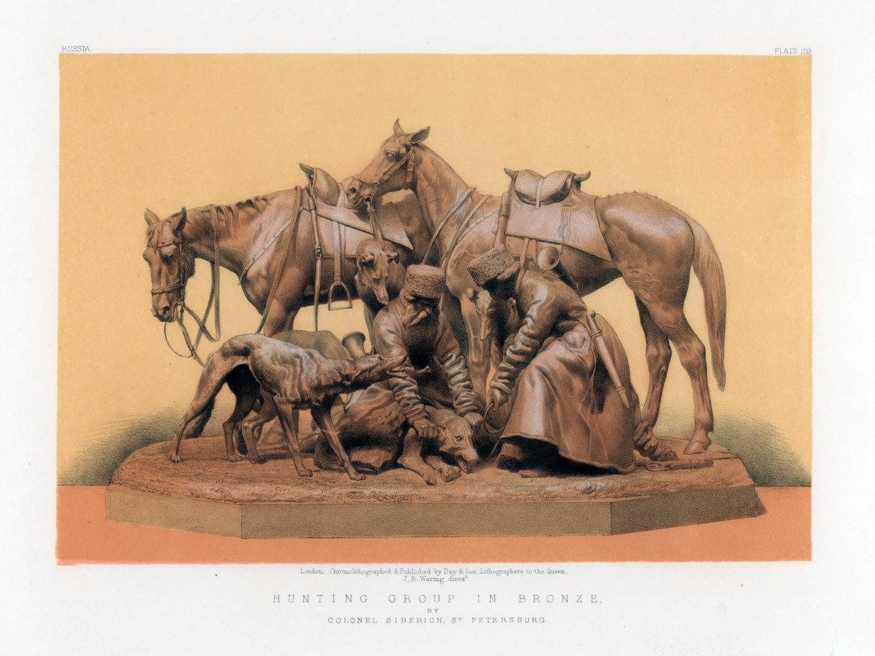 Jaktgruppe i bronse, 1800-tallet. av John Burley Waring