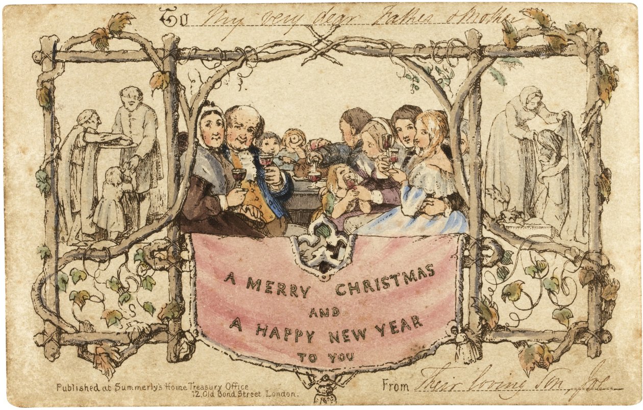 Det første julekortet, 1843 av John Callcott Horsley