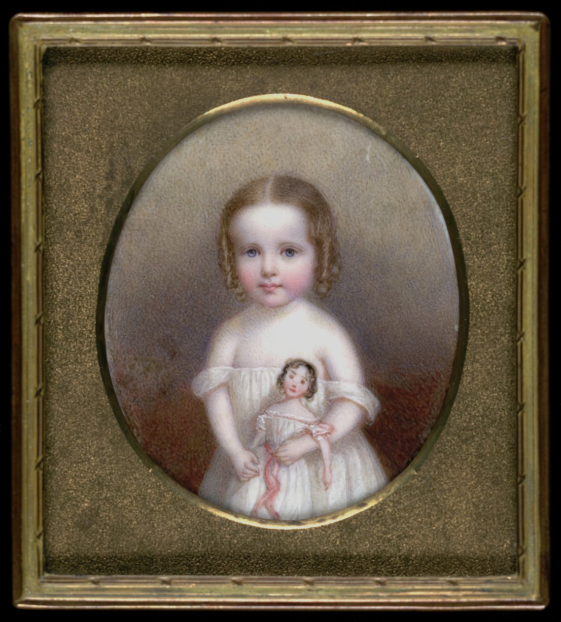 Liten jente med dukke, ca. 1854. av John Carlin