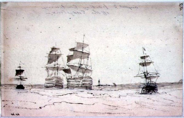 Parting Company off the Eddystone, (tegning) av John Carpenter