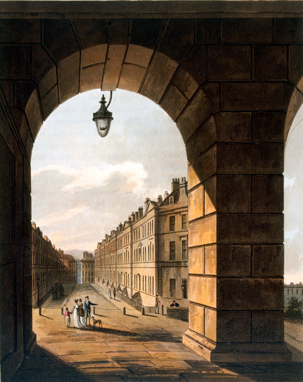 Gatebilde, Bath (akvatint) av John Claude Nattes