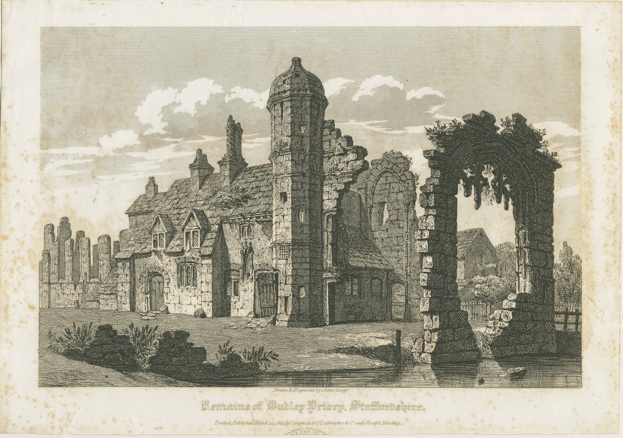 Dudley Priory: gravering, nd [c 1821] av John Coney