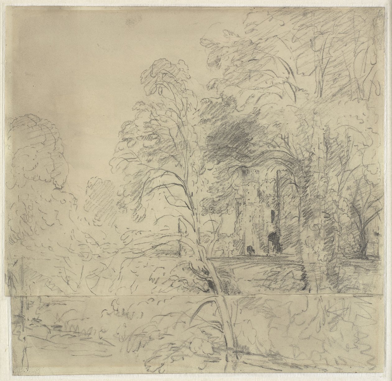 Cowdray Castle, sett mellom trærne av John Constable