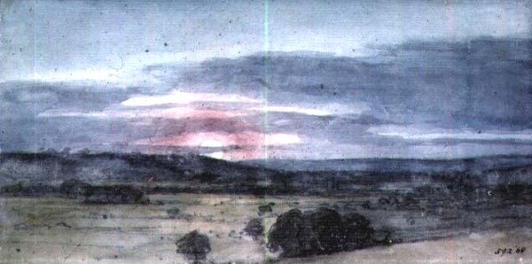 Dedham Vale fra Øst-Bergholt: Solnedgang av John Constable