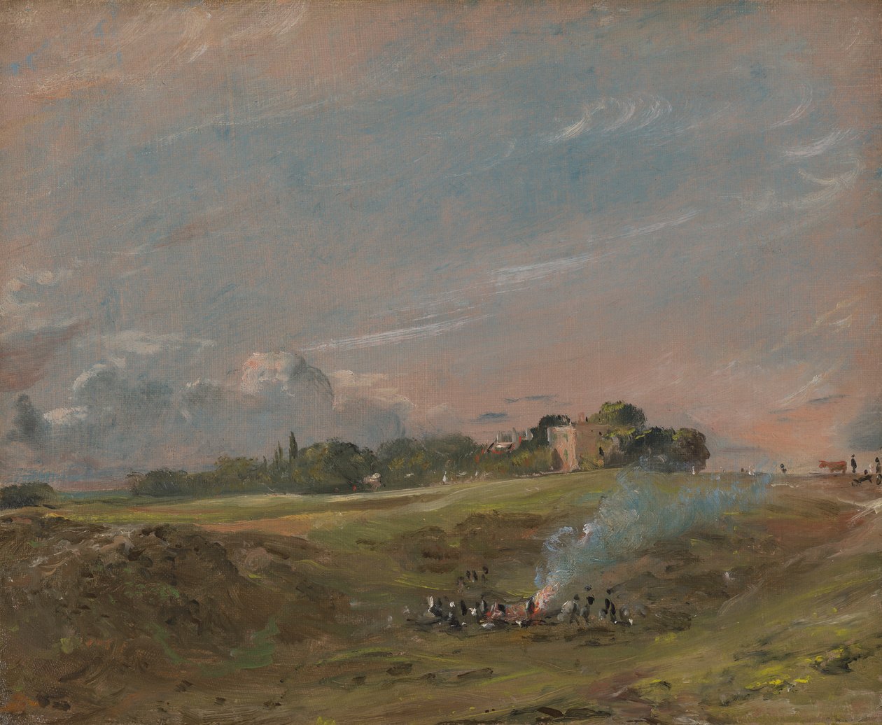Hampstead Heath, med et bål av John Constable