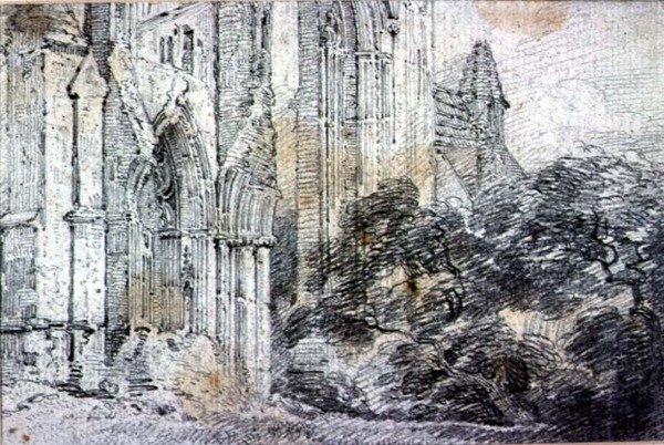 Ruiner av en kirke (tegning) av John Constable