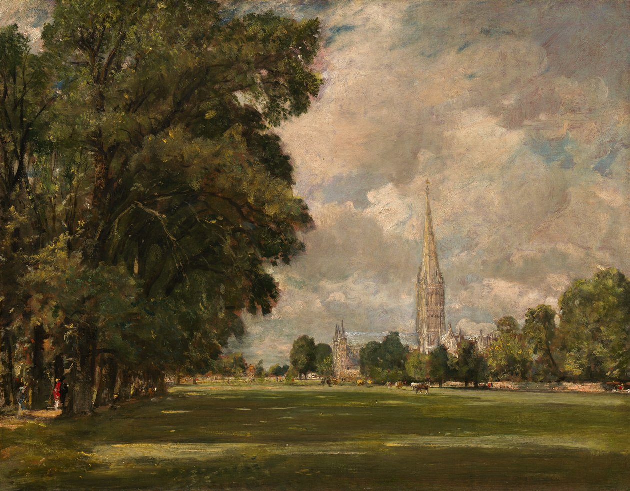 Salisbury Cathedral fra Lower Marsh Close av John Constable