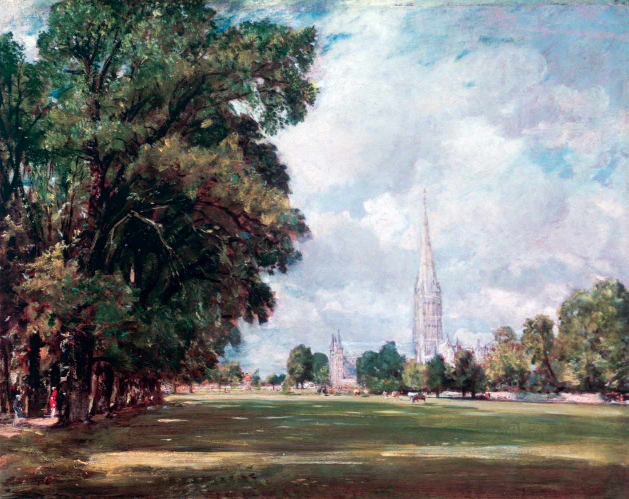 Salisbury Cathedral fra Lower Marsh Close, 1820 av John Constable