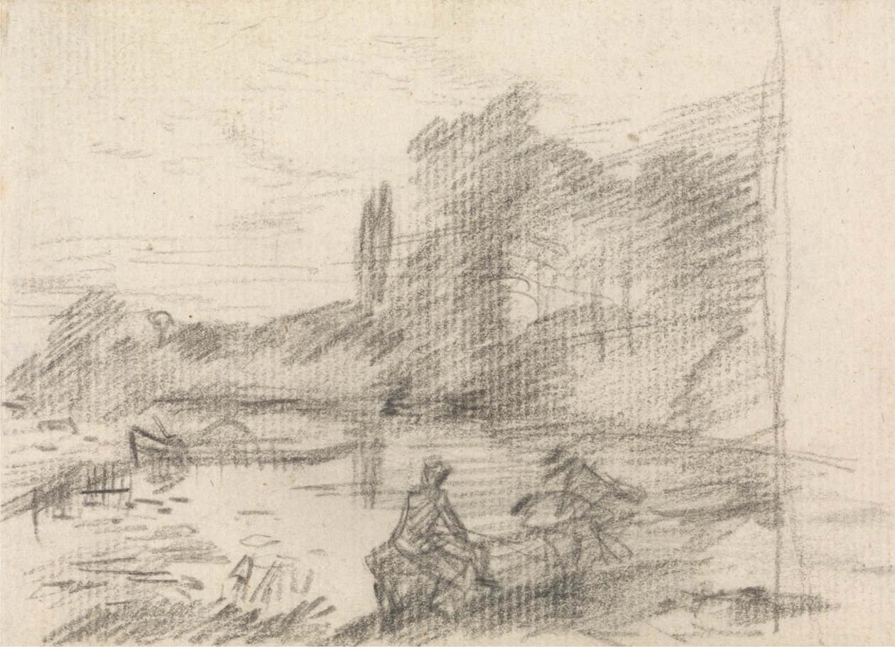 To figurer ved en elv av John Constable