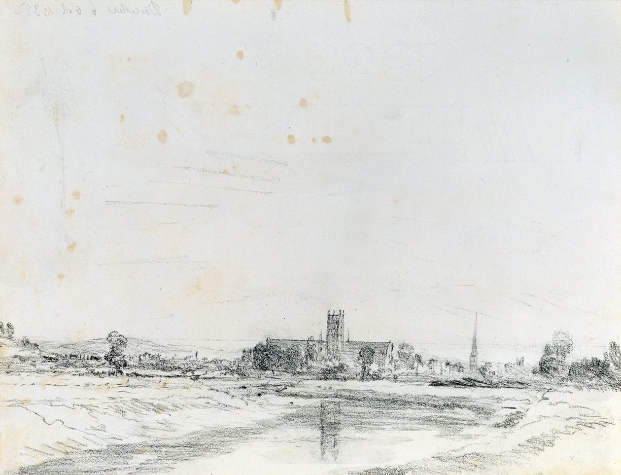 Worcester katedral fra sør (blyant) av John Constable