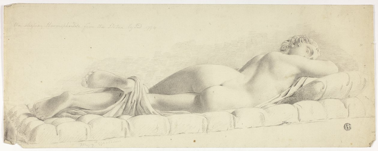 Gammel statue av sovende Hermafroditt av John Downman