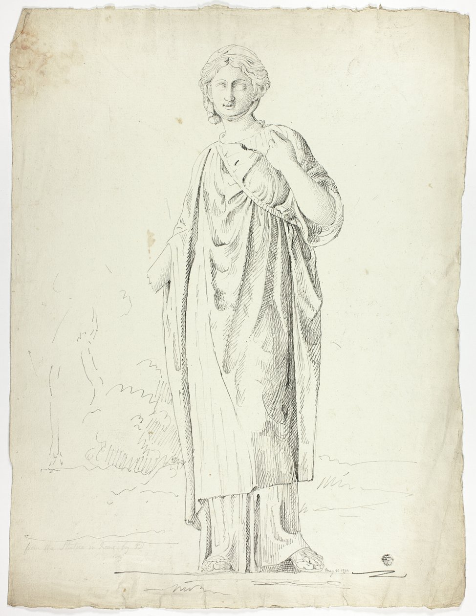 Antik statue av stående drapert kvinne av John Downman