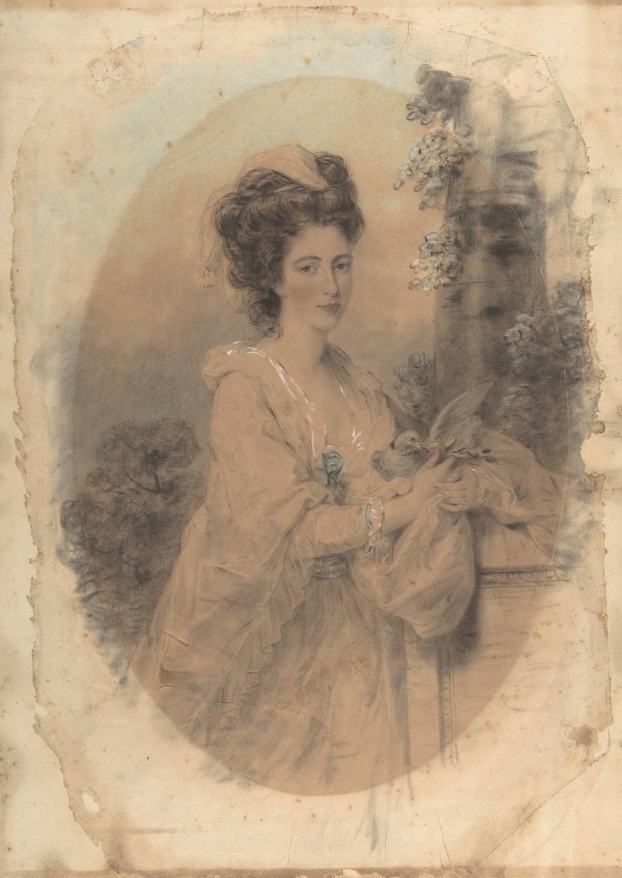 Isabella Hunter, kusine til kunstneren, 1781. av John Downman