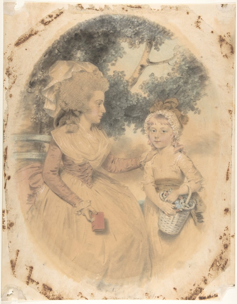 Mrs. Morgan og hennes barn, 1785. av John Downman