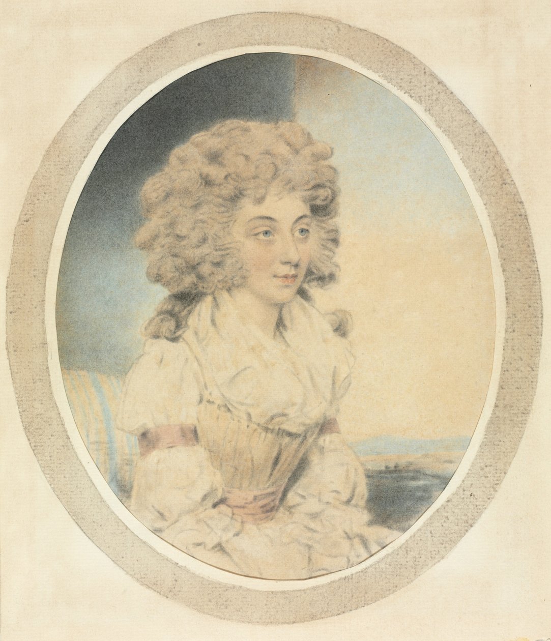 Sittende ung dame vendt mot høyre. av John Downman