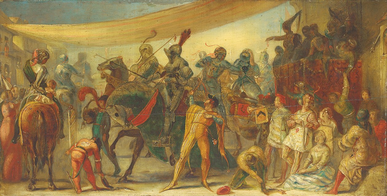 Riddere forbereder seg til en turnering av John Everett Millais