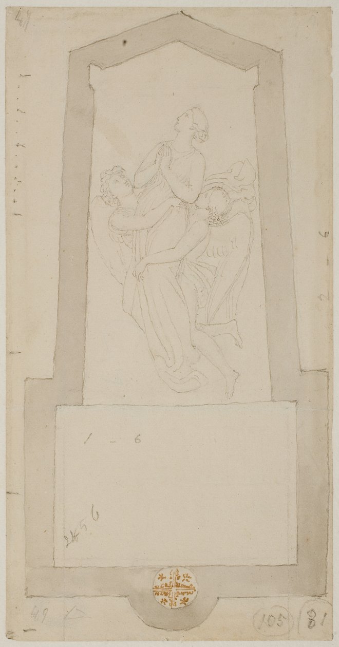 En avdød ånd oppløftet av to engler av John Flaxman
