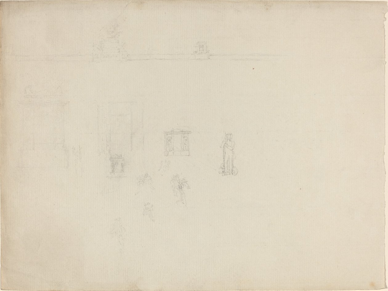 Ark med arkitektur- og figurstudier av John Flaxman