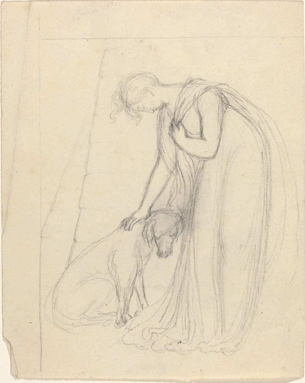 Kvinne som klapper en hund av John Flaxman