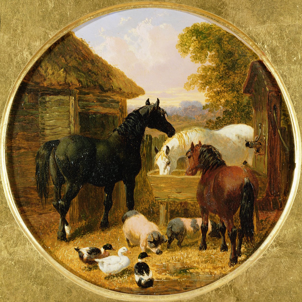 Gårdstun scene av John Frederick Herring Junior