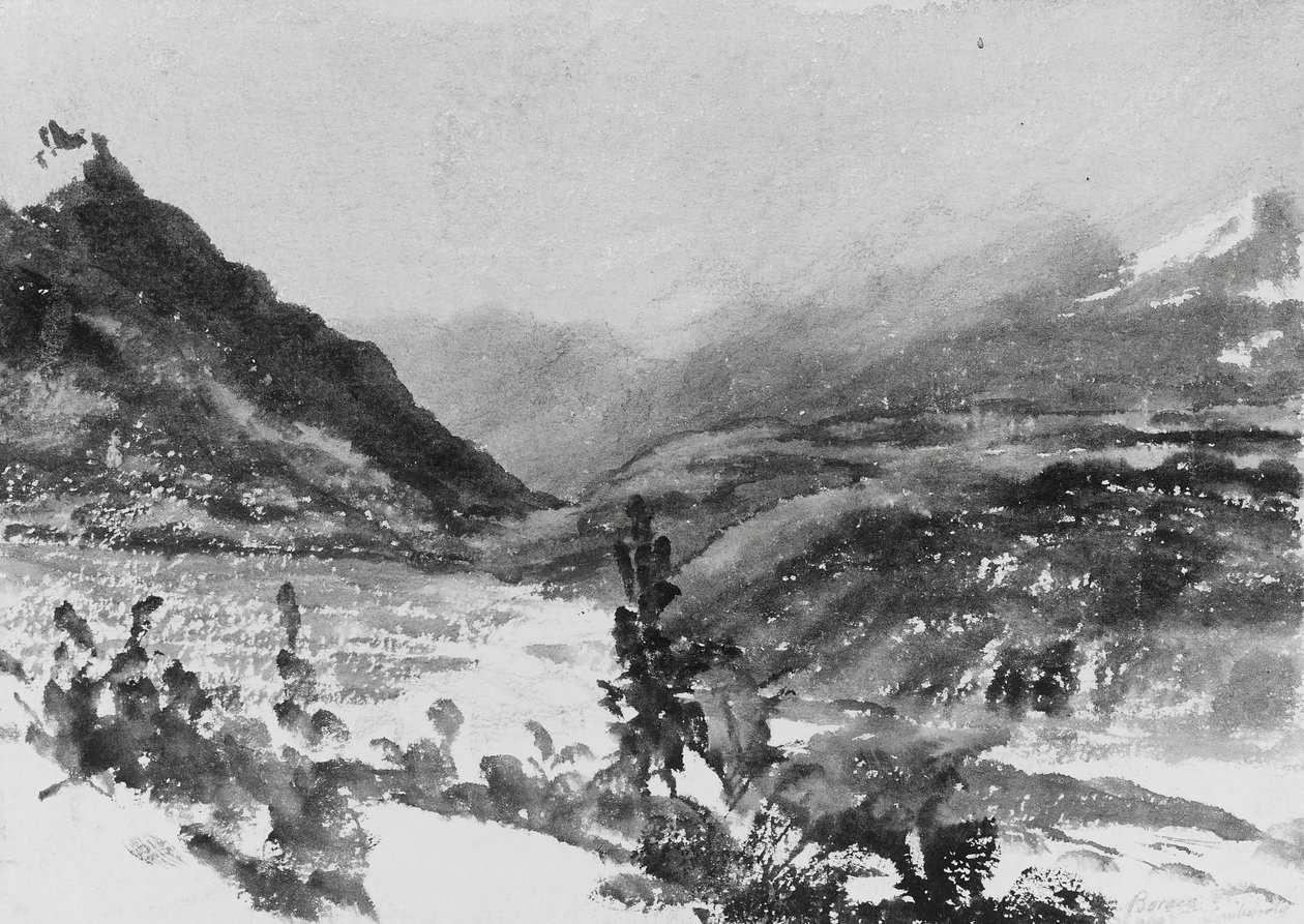 Fjelllandskap, Lombardia, . av John Frederick Kensett.