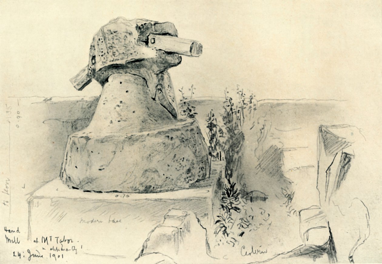 Gamle håndmølle ved Mount Tabor, 1902. av John Fulleylove