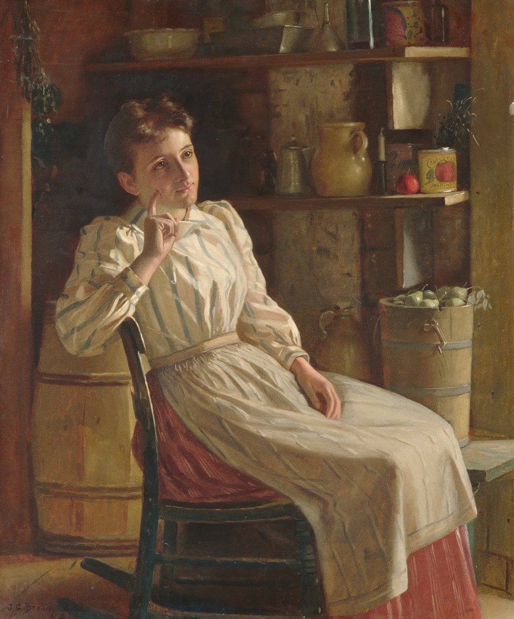 Meditasjon, ca. 1900-1910. av John George Brown