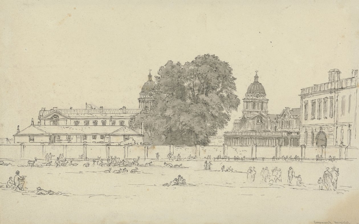 Greenwich Hospital (blekk og vask på papir) av John Glover