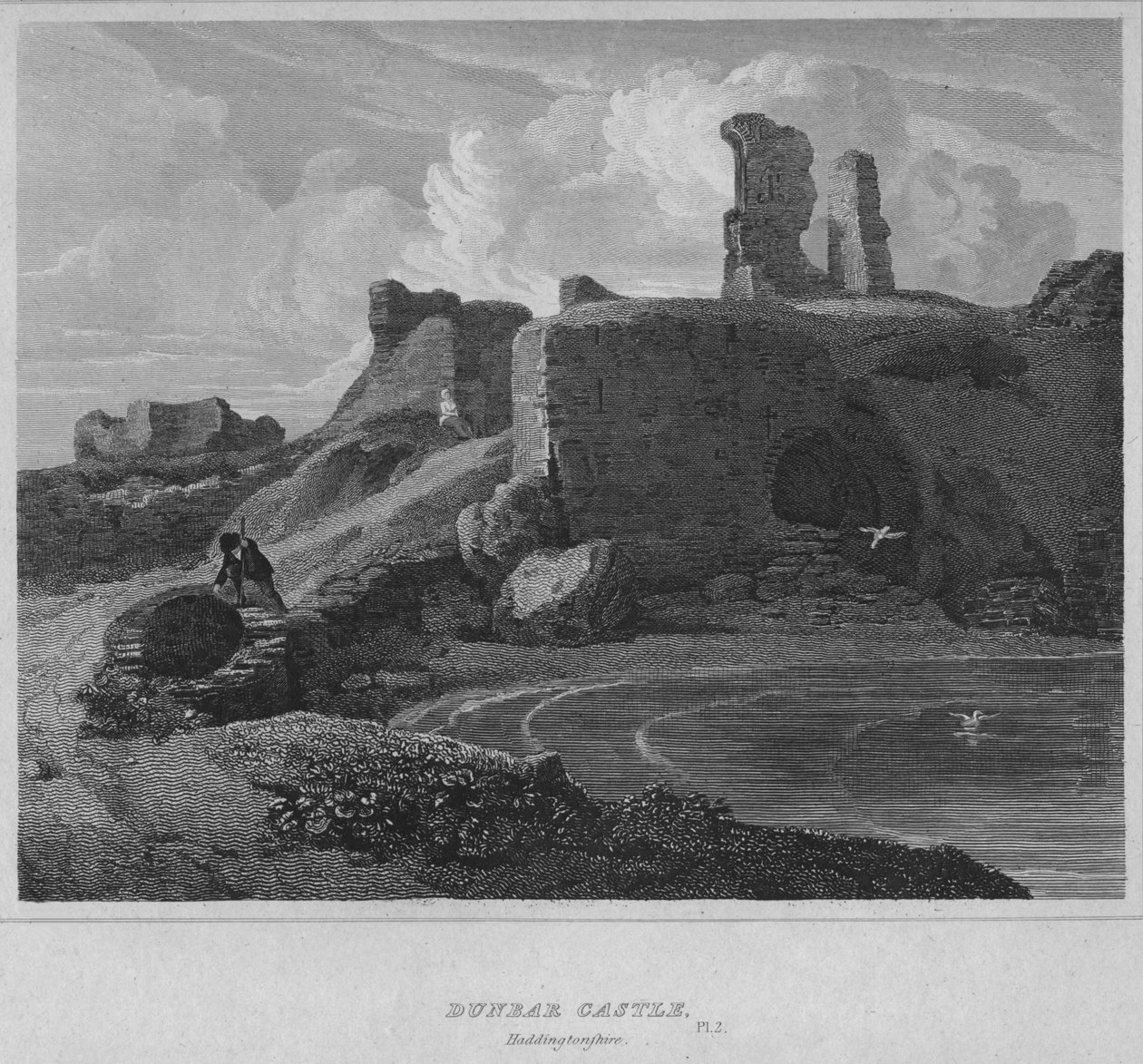 Dunbar Castle, Haddingtonshire, 1814 av John Greig