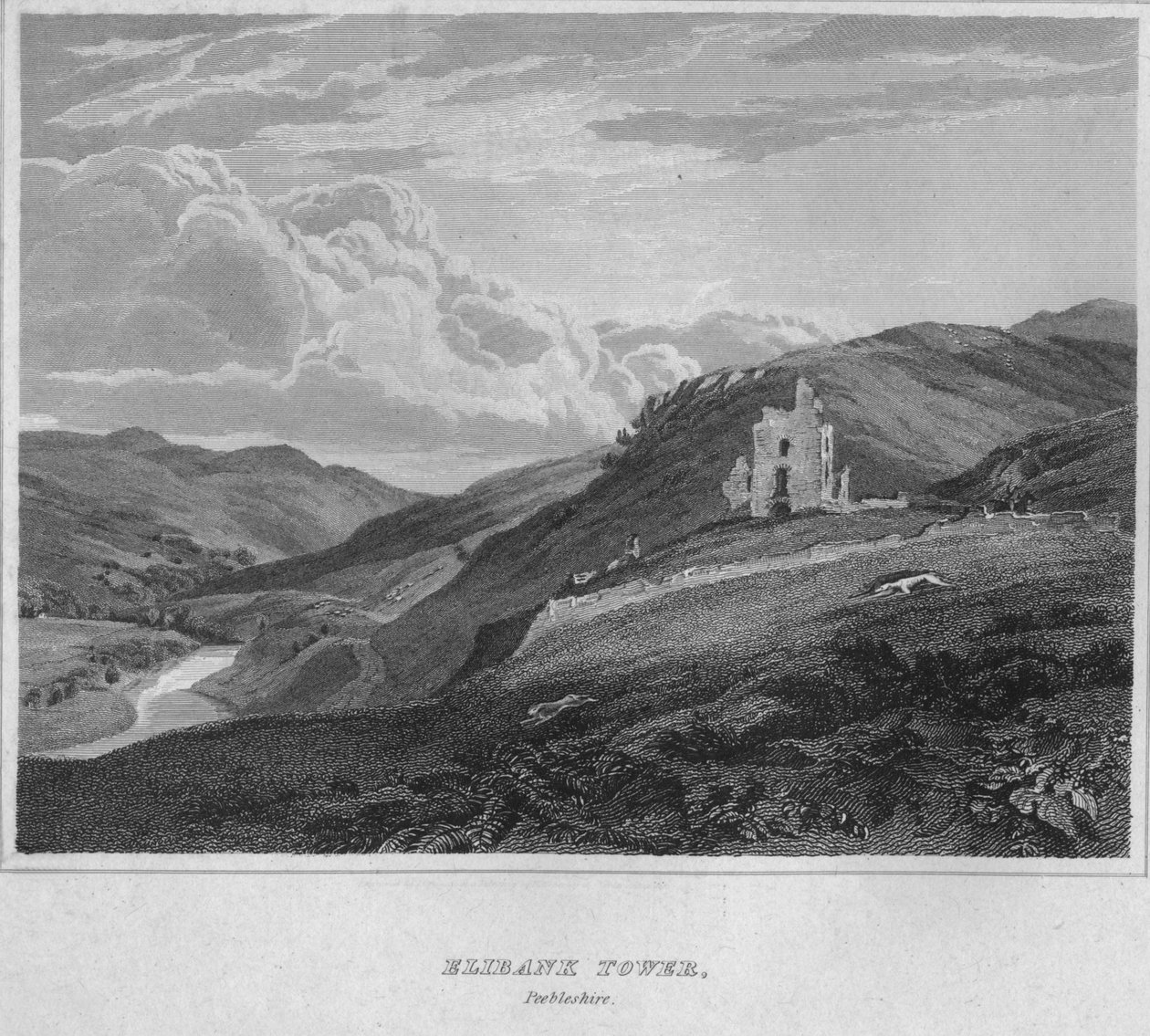 Elibank Tower, Peeblesshire, 1814 av John Greig