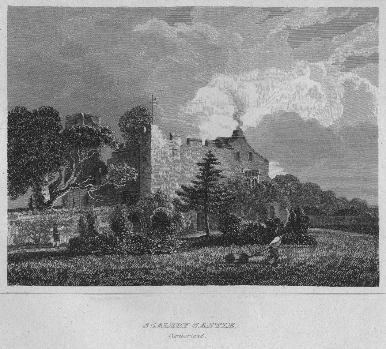 Scaleby slott. Cumberland, 1814 av John Greig
