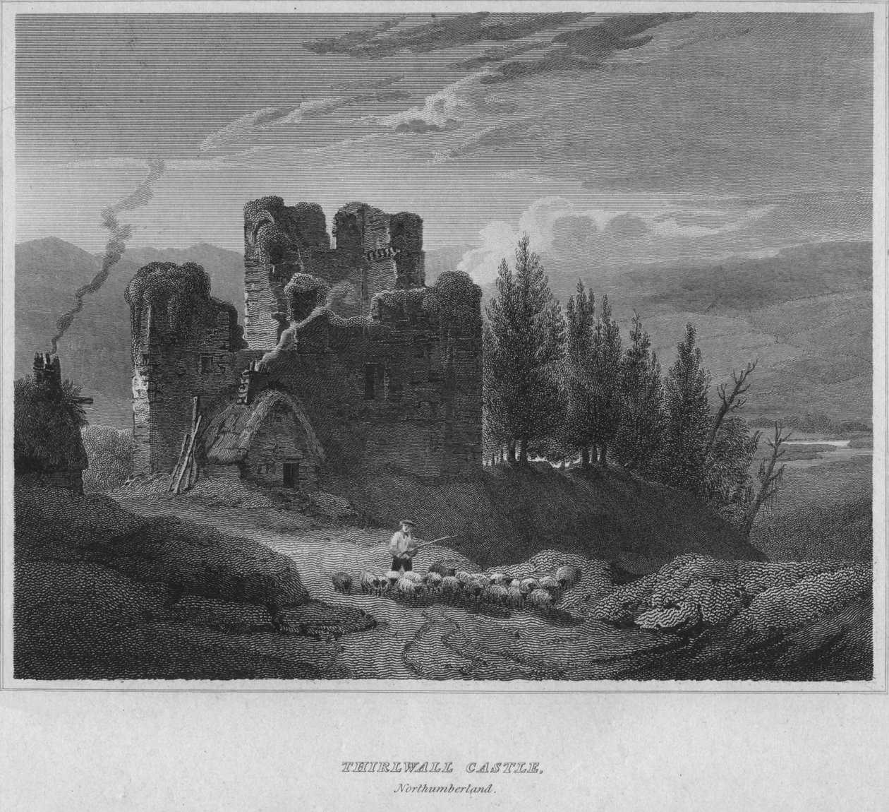Thirlwall Castle, Northumberland, 1814 av John Greig
