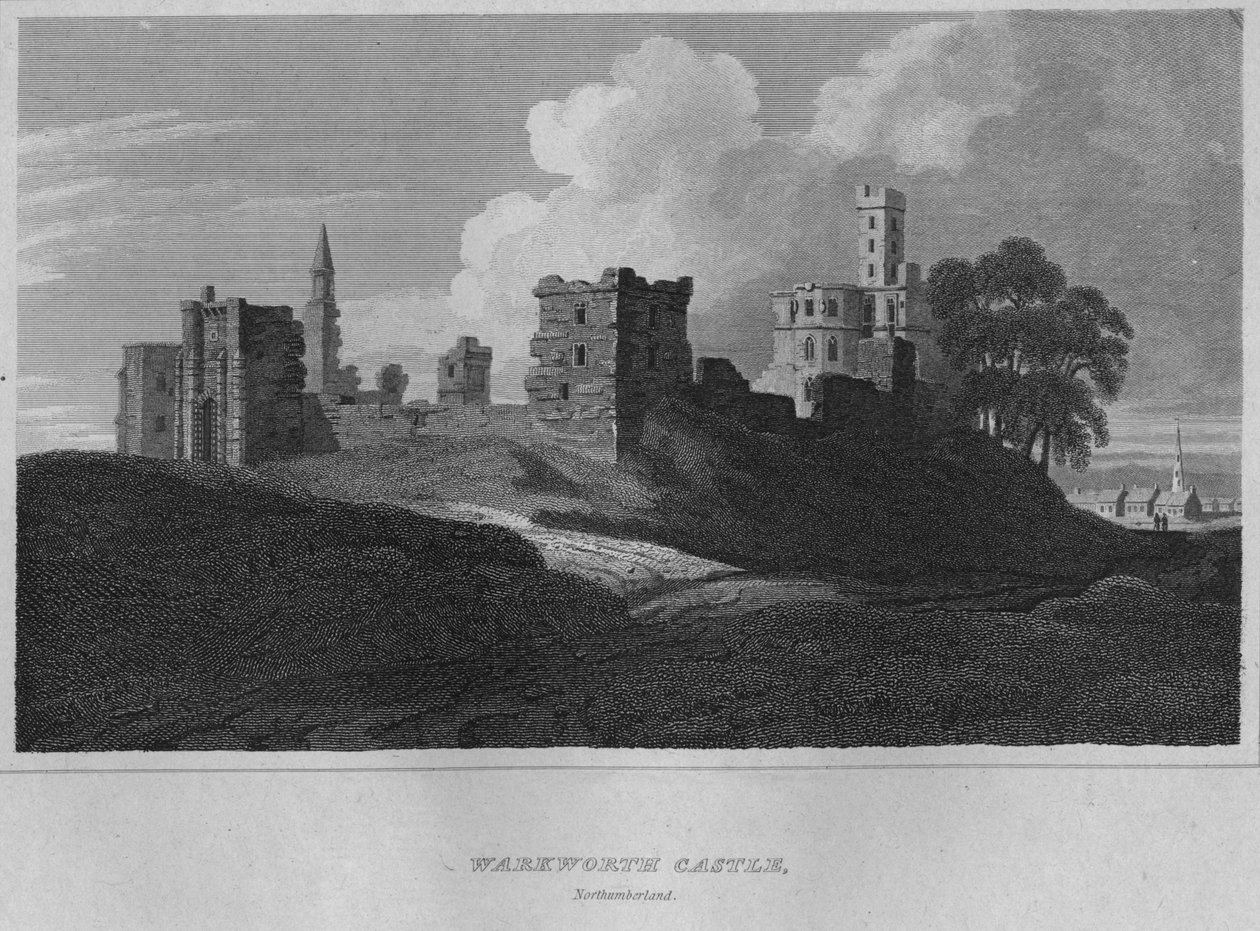 Warkworth Castle, Northumberland, 1814 av John Greig