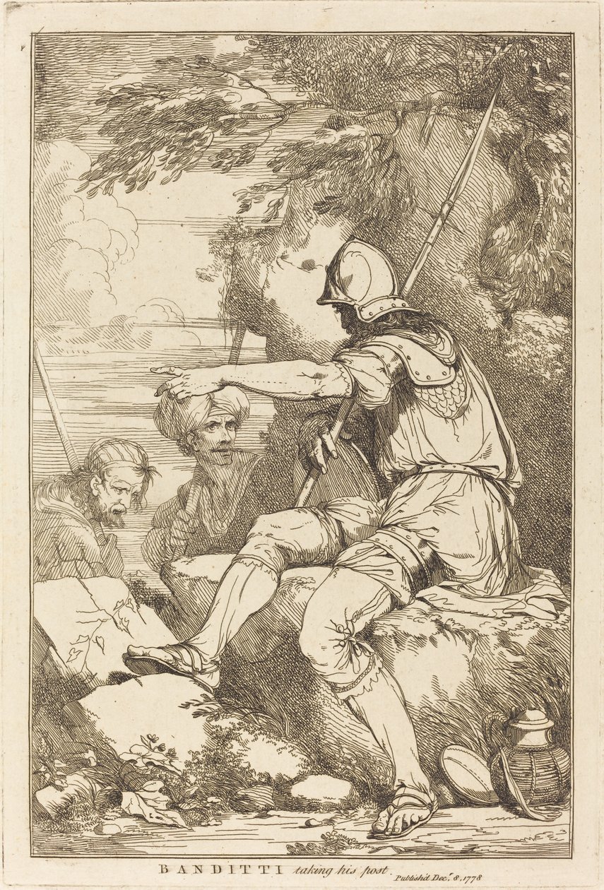 Banditti tar posten sin av John Hamilton Mortimer