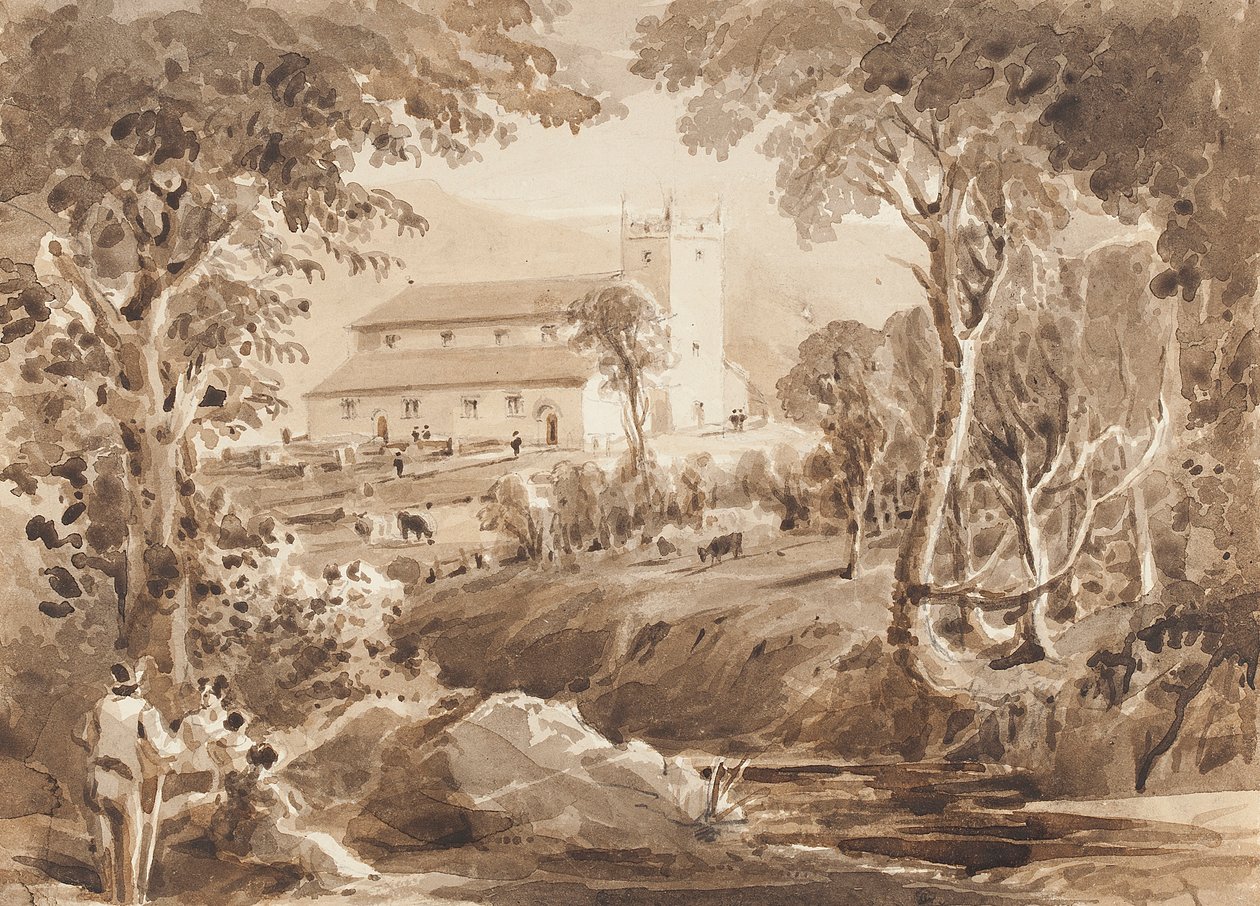 Ambleside Church, Cumbria (wc på papir) av John Harden