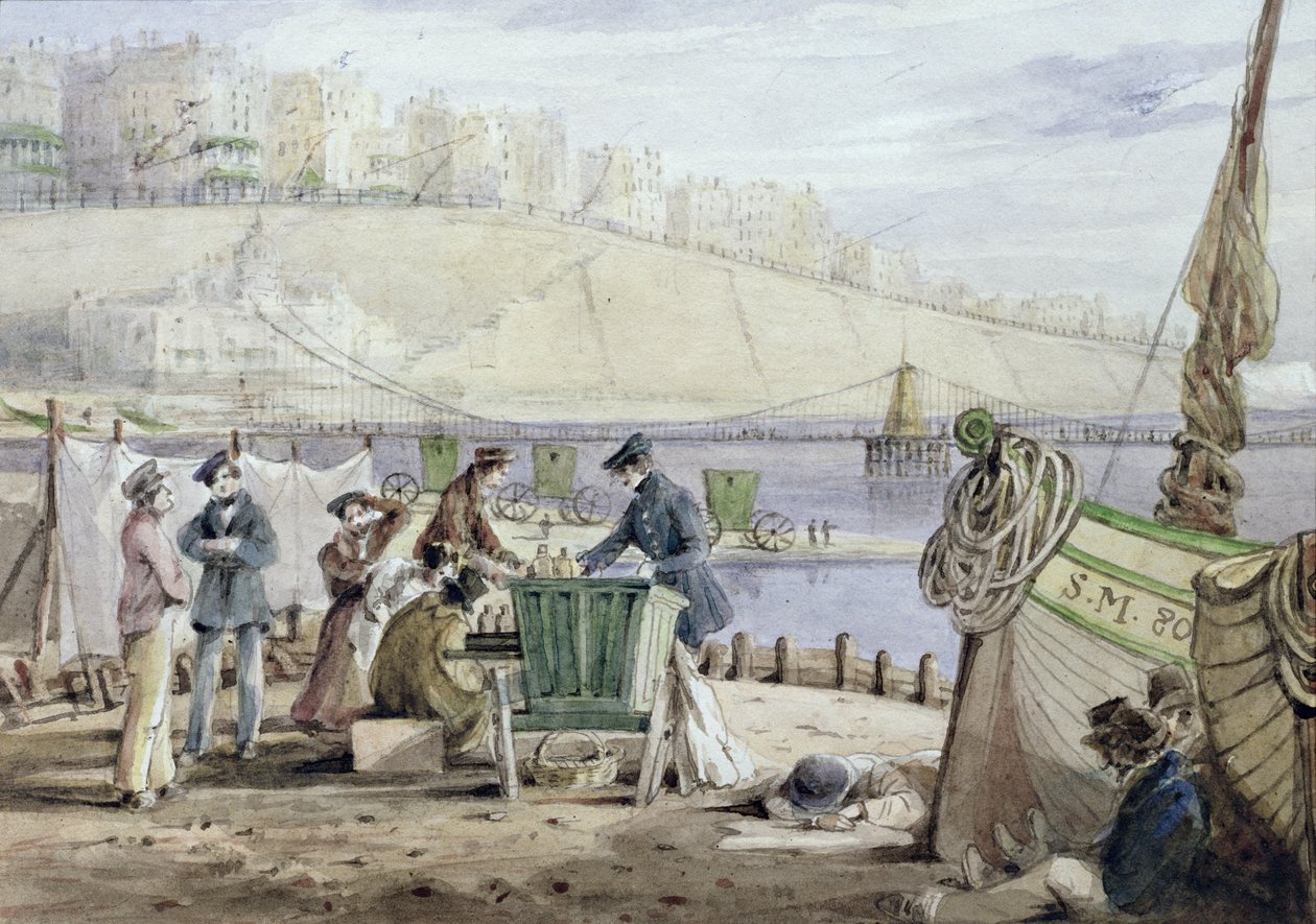 Brighton Beach, Sussex, 1844 (wc på papir) av John Harden