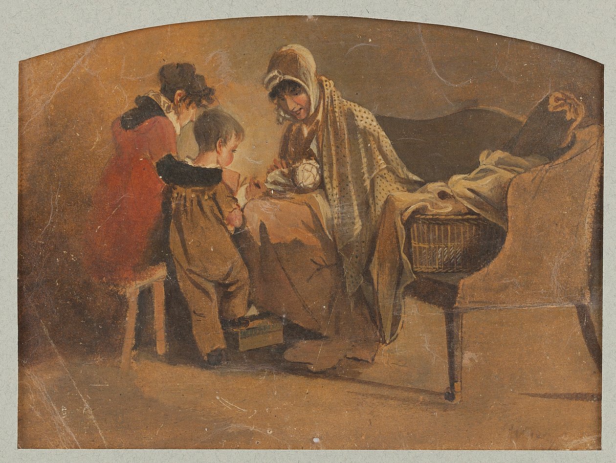 Mor med baby (wc på papir) av John Harden
