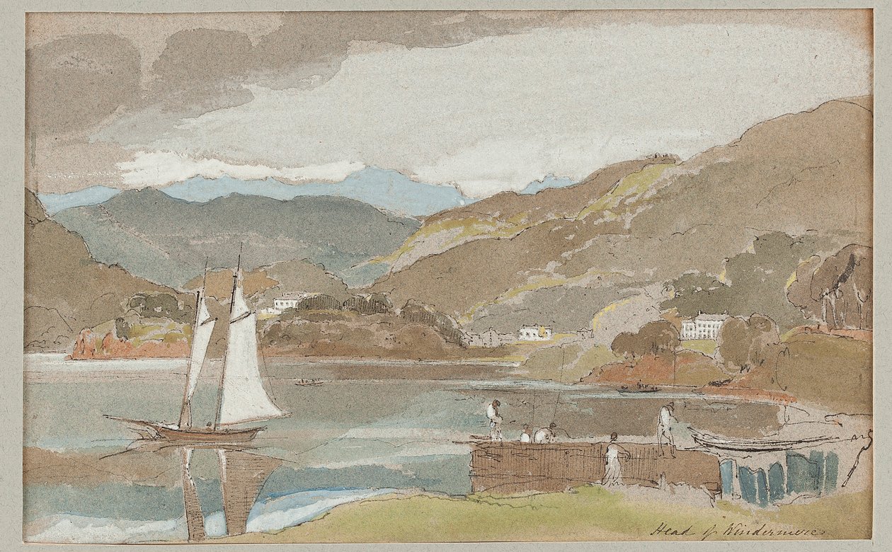 Seiling på Windermere, 1810 (wc på papir) av John Harden