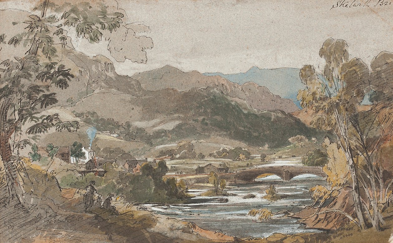 Skelwith Bridge, 1812 (wc på papir) av John Harden