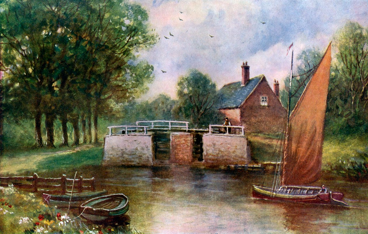 Coltishall Lock, Norfolk, 1924-1926 av John Harrap and Son