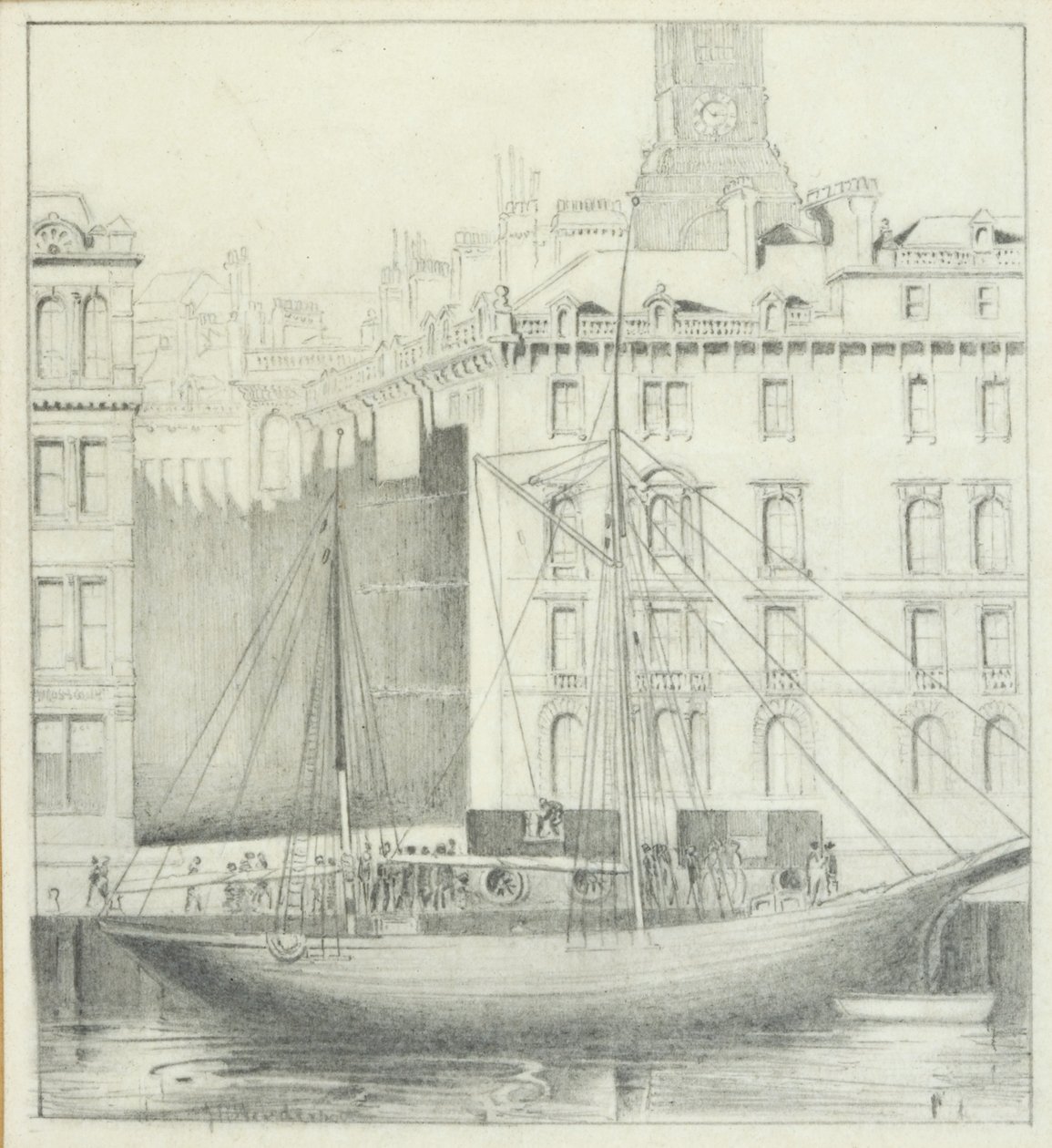 Quayside, Newcastle (blyant på kort) av John Henderson