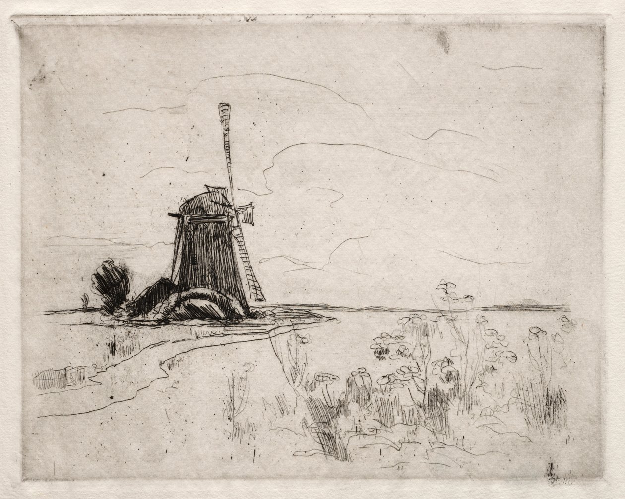 Mill and Weeds, Holland. av John Henry Twachtman