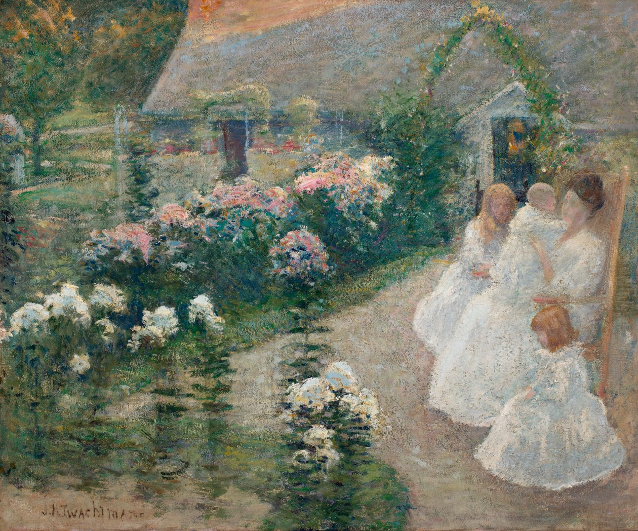 På terrassen, ca. 1890-1900. av John Henry Twachtman