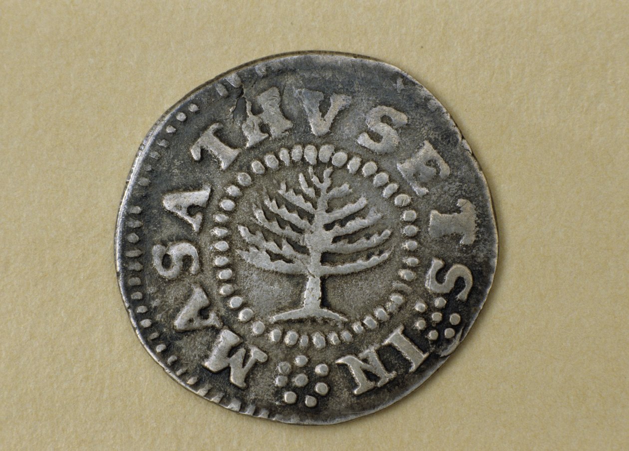 Pine Tree Shilling, 1667-1682 (sølv) av John Hull